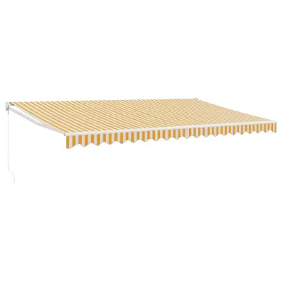 vidaXL Zložljiva tenda rumena in bela 5x3 m blago in aluminij