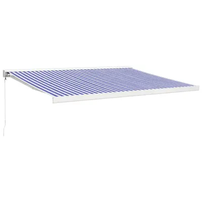 vidaXL Zložljiva tenda modra in bela 4x3 m blago in aluminij