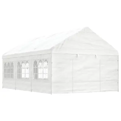 vidaXL Paviljon s streho bel 6,69x4,08x3,22 m polietilen