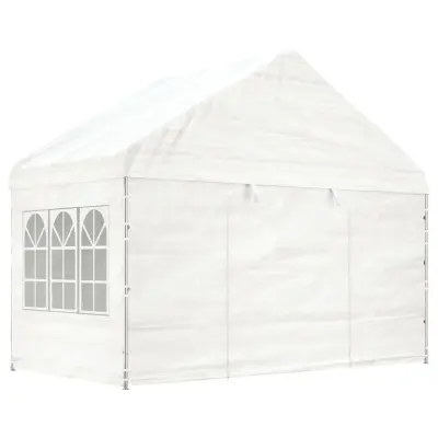 vidaXL Paviljon s streho bel 4,08x2,23x3,22 m polietilen