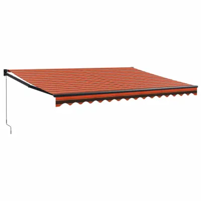 vidaXL Zložljiva tenda oranžna in rjava 4,5x3 m blago in aluminij