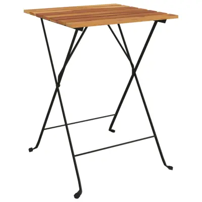 vidaXL Zložljiva bistro miza 55x54x71 cm trdna tikovina in jeklo