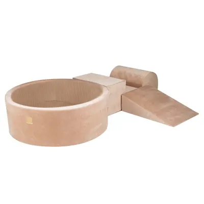 MeowBaby® Penasti igralni set z jamo za žogo 90x30cm/200 žogic 7cm, Igralni set za otroka, 4 elementi, Velvet žamet, Pesek, brez žogic