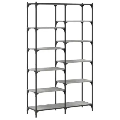 vidaXL Knjižna polica siva sonoma 100x32x170 cm inž. les in železo