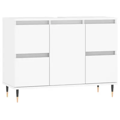 vidaXL Kopalniška omarica bela 80x33x60 cm inženirski les