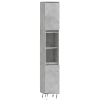 vidaXL Kopalniška omarica betonsko siva 30x30x190 cm inženirski les