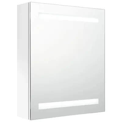 vidaXL LED kopalniška omarica z ogledalom sijoče bela 50x14x60 cm