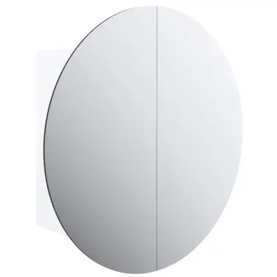 vidaXL Kopalniška omarica z okroglim ogledalom LED bela 40x40x17,5 cm