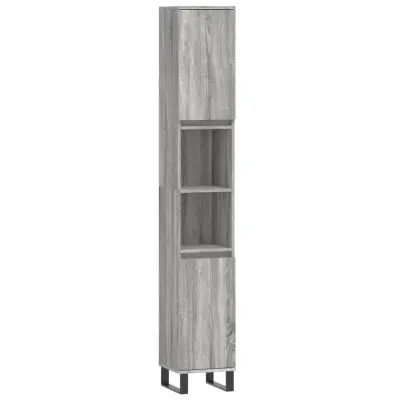 vidaXL Kopalniška omarica siva sonoma 30x30x190 cm inženirski les