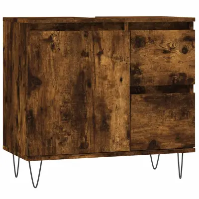 vidaXL Kopalniška omarica dimljeni hrast 65x33x60 cm inženirski les