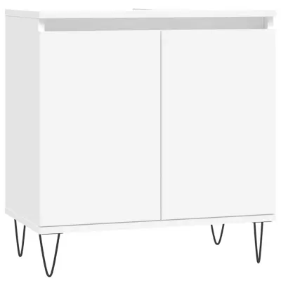 vidaXL Kopalniška omarica bela 58x33x60 cm inženirski les