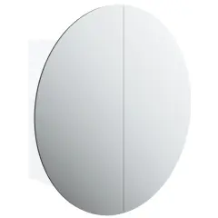 vidaXL Kopalniška omarica z okroglim ogledalom LED bela 47x47x17,5 cm