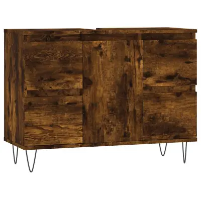 vidaXL Kopalniška omarica dimljeni hrast 80x33x60 cm inženirski les