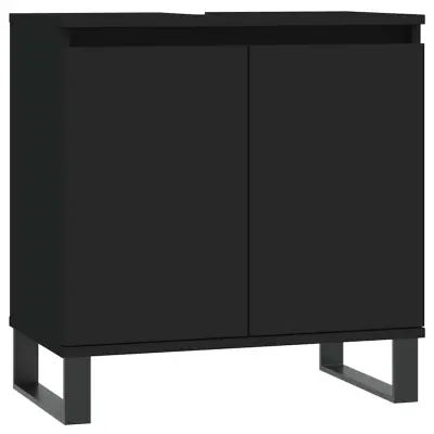 vidaXL Kopalniška omarica črna 58x33x60 cm inženirski les
