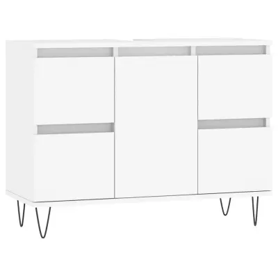 vidaXL Kopalniška omarica bela 80x33x60 cm inženirski les
