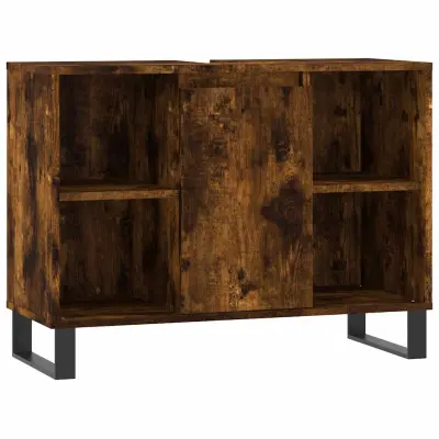 vidaXL Kopalniška omarica dimljeni hrast 80x33x60 cm inženirski les