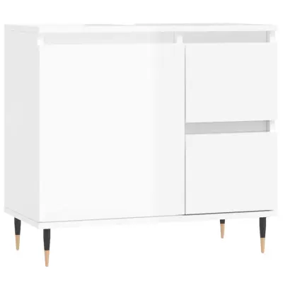 vidaXL Kopalniška omarica visok sijaj bela 65x30x190 cm inženirski les
