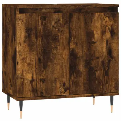 vidaXL Kopalniška omarica dimljeni hrast 58x33x60 cm inženirski les