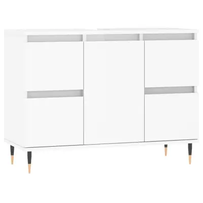 vidaXL Kopalniška omarica visok sijaj bela 80x33x60 cm inženirski les