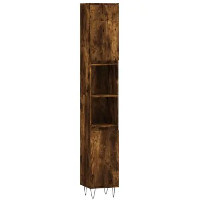 vidaXL Kopalniška omarica dimljeni hrast 30x30x190 cm inženirski les