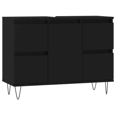 vidaXL Kopalniška omarica črna 80x33x60 cm inženirski les