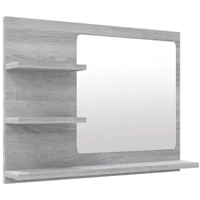 vidaXL Kopalniško ogledalo sivo sonoma 60x10,5x45 cm konstruiran les