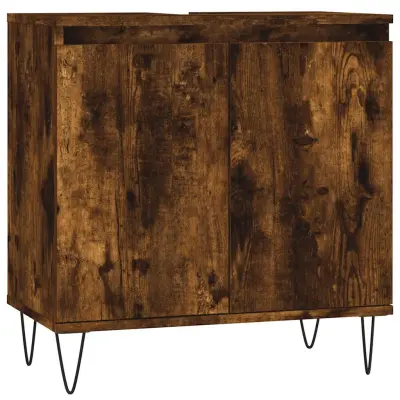 vidaXL Kopalniška omarica dimljeni hrast 58x33x60 cm inženirski les