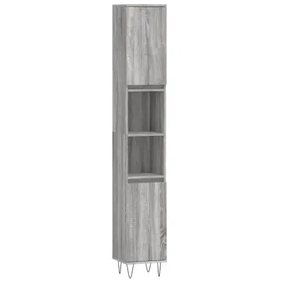 vidaXL Kopalniška omarica siva sonoma 30x30x190 cm inženirski les