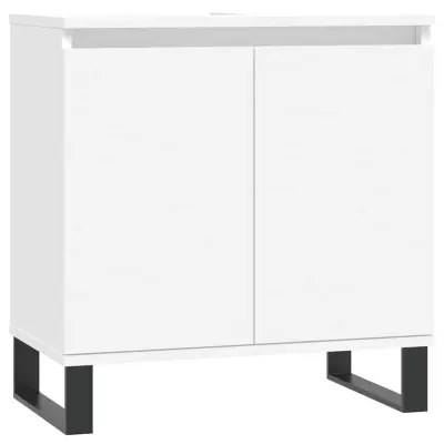 vidaXL Kopalniška omarica bela 58x33x60 cm inženirski les