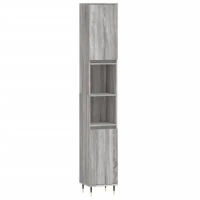 vidaXL Kopalniška omarica siva sonoma 30x30x190 cm inženirski les