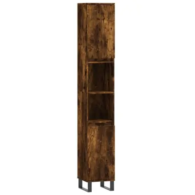 vidaXL Kopalniška omarica dimljeni hrast 30x30x190 cm inženirski les