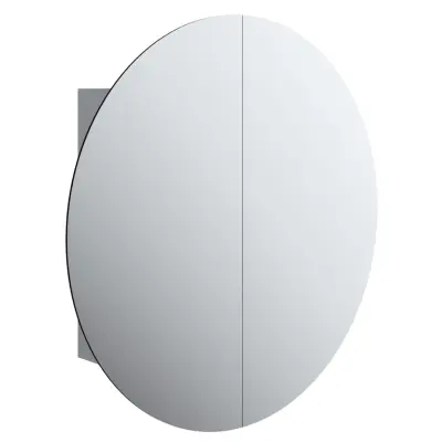 vidaXL Kopalniška omarica z okroglim ogledalom LED siva 54x54x17,5 cm