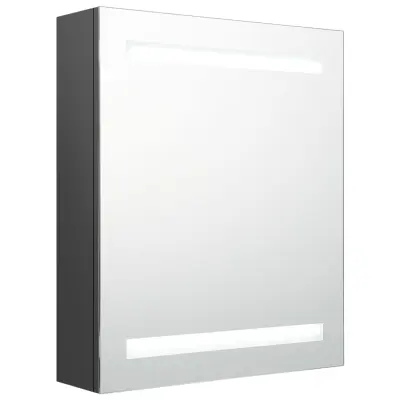 vidaXL LED kopalniška omarica z ogledalom siva 50x14x60 cm