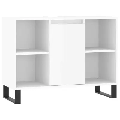 vidaXL Kopalniška omarica visok sijaj bela 80x33x60 cm inženirski les