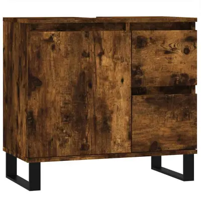 vidaXL Kopalniška omarica dimljeni hrast 65x33x60 cm inženirski les