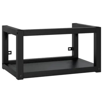 vidaXL Stenski kopalniški regal črn 59x38x31 cm železo