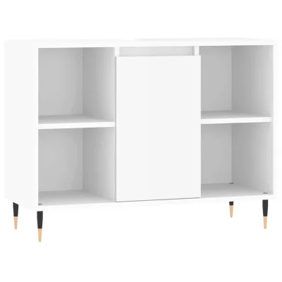 vidaXL Kopalniška omarica visok sijaj bela 80x33x60 cm inženirski les