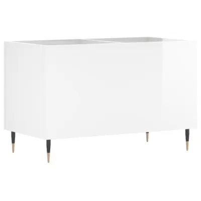 vidaXL Omarica za gramofonske plošče sijaj bela 74,5x38x48 cm inž. les
