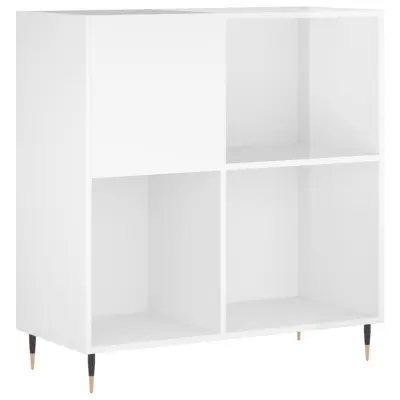 vidaXL Omarica za gramofonske plošče sijaj bela 84,5x38x89 cm inž. les