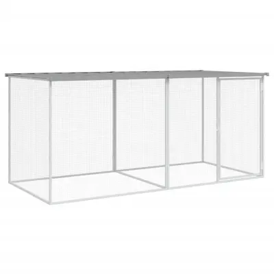 vidaXL Kokošnjak s streho svetlo sivo 203x98x90 cm pocinkano jeklo