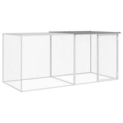 vidaXL Kokošnjak s streho svetlo sivo 203x98x90 cm pocinkano jeklo
