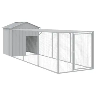 vidaXL Kokošnjak z izhodom svetlo siv 117x405x123 cm pocinkano jeklo