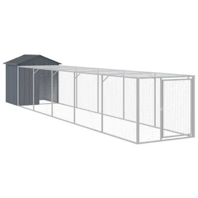 vidaXL Kokošnjak z izhodom antracit 117x609x123 cm pocinkano jeklo