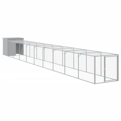 vidaXL Kokošnjak z izhodom svetlo siv 110x1017x110 cm pocinkano jeklo