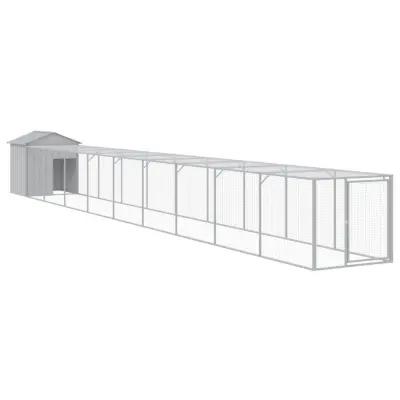 vidaXL Kokošnjak z izhodom svetlo siv 117x1017x123 cm pocinkano jeklo