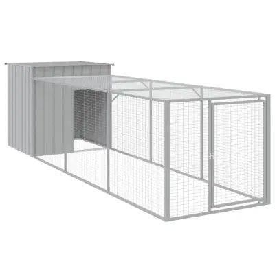 vidaXL Kokošnjak z izhodom svetlo siv 110x405x110 cm pocinkano jeklo