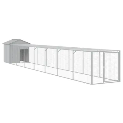 vidaXL Kokošnjak z izhodom svetlo siv 117x813x123 cm pocinkano jeklo