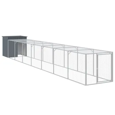 vidaXL Kokošnjak z izhodom antraciten 110x813x110 cm pocinkano jeklo