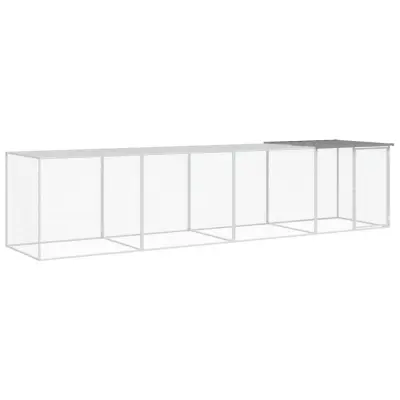 vidaXL Kokošnjak s streho svetlo sivo 403x98x90 cm pocinkano jeklo