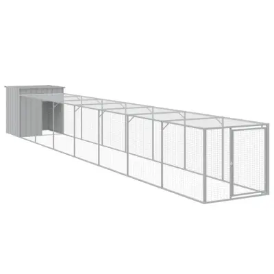vidaXL Kokošnjak z izhodom svetlo siv 110x813x110 cm pocinkano jeklo